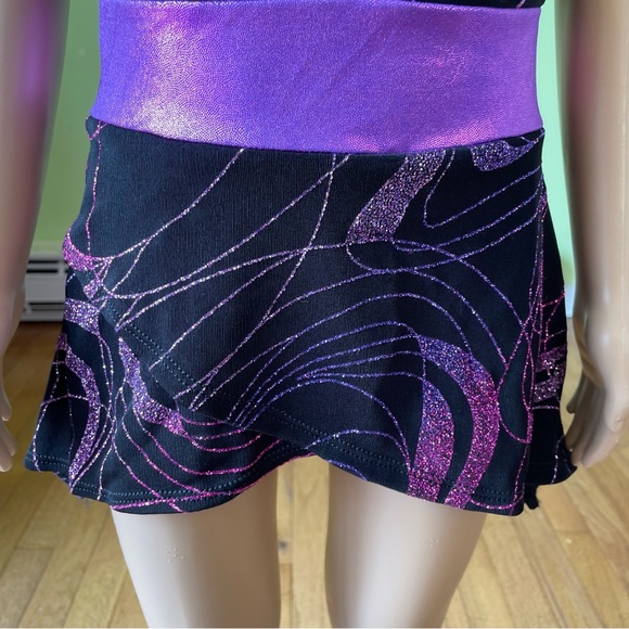 LEOS DANCEWEAR PURPLE BLACK GLITTER DANCE GYMNASTICS TANK TOP COSTUME SZ MEDIUM - Picture 6 of 8